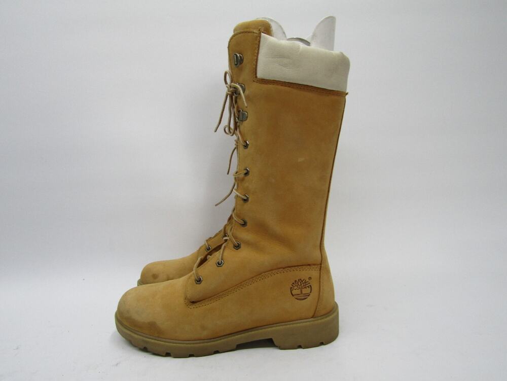 Timberland Womens Size 6.5 Brown Suede Leather Laces Zip Knee Fashion Boots